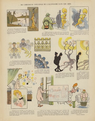Alkoholismens lyckliga inflytande på konsten. Illustration för Le Rire av Henri Avelot