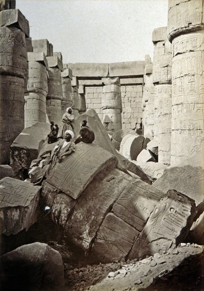 Karnak-templet, ca 1900 (svartvitt foto) av Henri Béchard