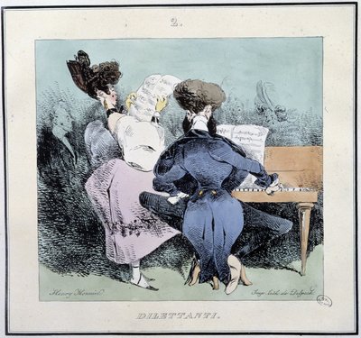 Dillettantes (ungdomar som sjunger och spelar piano) - i "" Parisian sketches" av Henri Monnier, red. Delpech, Paris av Henri Bonaventure Monnier