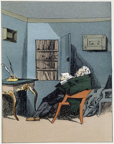 Kontorschef - i "" Administrativa seder"" av Henri Monnier av Henri Bonaventure Monnier