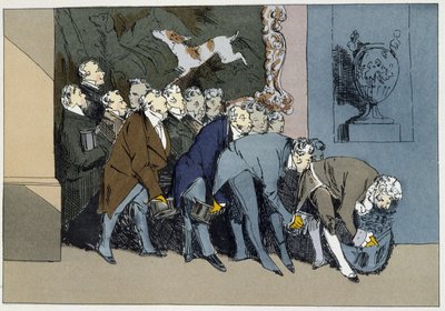 Mr. M. Direktör, chef, anställda, supernumerärer, etc, etc, etc., kommer att komplimentera en ny Excellence - i "" Administrativ moral"" av Henri Monnier av Henri Bonaventure Monnier