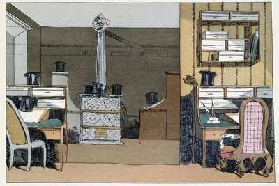 Två timmar: promenader i ministeriets inre, hattar ersätter det frånvarande - i "" Administrativa seder"" av Henri Monnier av Henri Bonaventure Monnier