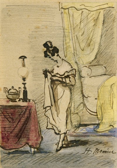 Ung dam hemma (bläck och wc på papper) 2: Ung dam hemma; Integritet; av Henri Bonaventure Monnier