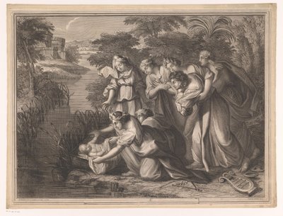 Moses hittas av faraos dotter av Henri Bonnart