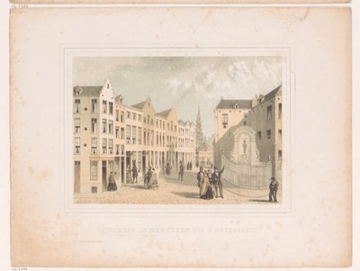 Utsikt över Manneken Pis fontän Fontaine de Manneken Pis a Bruxelles (titel på objekt) av Henri Borremans (attributed to)