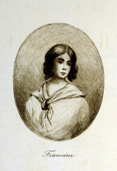 Illustration av Henri Boutet, för "Francines muff" (Le Manchon de Francine) av Louis-Henri Murger, även känd som Henri Murger; (1822-1861), fransk romanförfattare och poet. av Henri Boutet