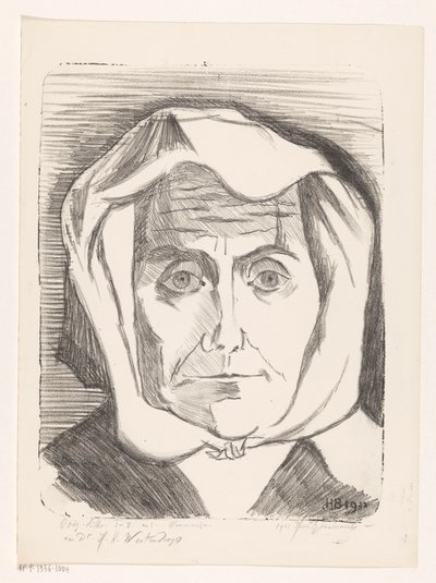Porträtt av en okänd kvinna Insane (original serietitel på objekt) av Henri Braakensiek (signed by artist)