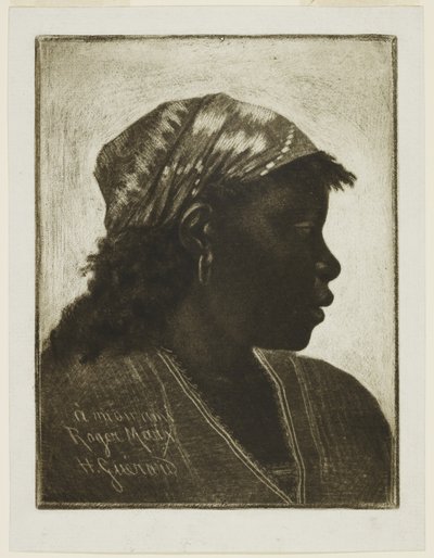 Head of Negress, ca 1888 (mezzotint) av Henri Charles Guérard