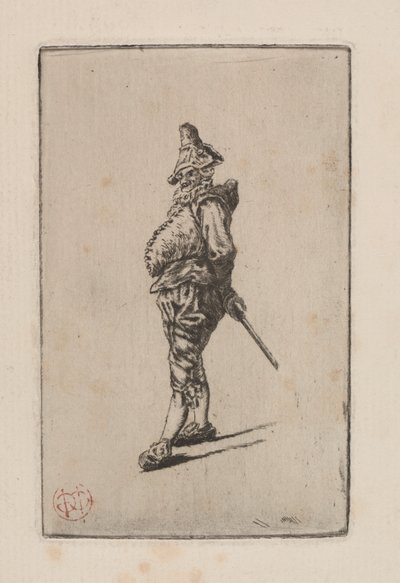 Punchinello, efter Meissonier av Henri Charles Guérard