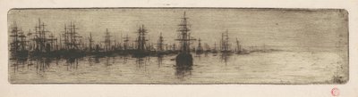 Tall Ships i en hamn av Henri Charles Guérard
