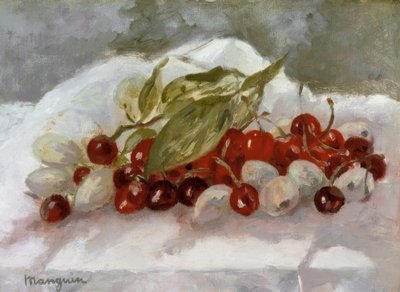 Stilleben: Körsbär och ananas av Henri Charles Manguin