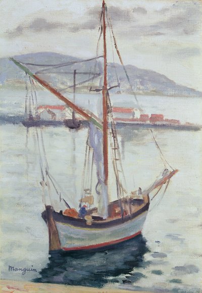 Yachts at Saint Tropez (olja på duk) av Henri Charles Manguin