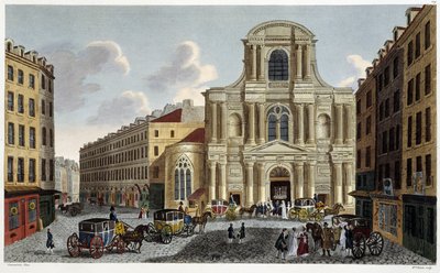Saint-Gervais Church, cirka 1820 - i ""Views of Paris"" av Courvoisier av Henri Courvoisier-Voisin