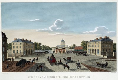Gobelinerna eller den italienska barriären, cirka 1820 - i ""Views of Paris"" av Courvoisier av Henri Courvoisier-Voisin