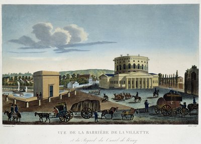 La barrier de la Villette, cirka 1820 - i "" Views of Paris "" av Courvoisier av Henri Courvoisier-Voisin