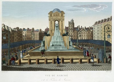 The Fountain of the Innocents, cirka 1820 - i ""Views of Paris"" av Courvoisier 1827 av Henri Courvoisier-Voisin