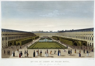 Utsikt över det kungliga slottets trädgård - i "" Views of Paris"" av Courvoisier av Henri Courvoisier-Voisin