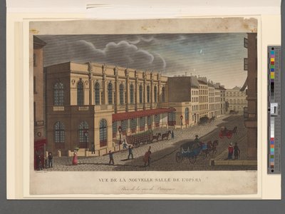Utsikt över operans nya sal tagen från rue de Provence, graverad av Rousseau, ca 1821 av Henri Courvoisier-Voisin