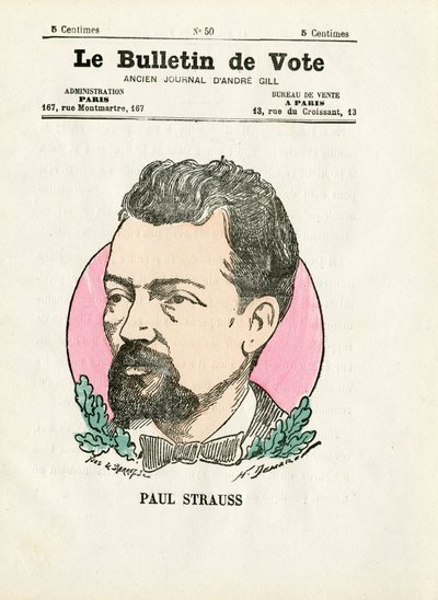 Valsedel 2:a serien, Satirical in Colours: Strauss Paul - Illustration av Henri Demare (1846-1888) av Henri Demare
