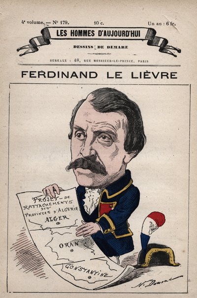 Tecknad film av Ferdinand Le Lievre (Lelievre) (1799-1886) Engelsk senator i Algeriet från 