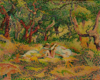 Två nakna kvinnor under en ekkork av Henri Edmond Cross