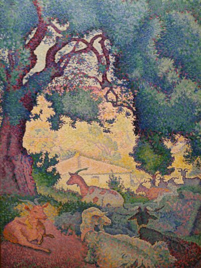 Franska: Paysage avec des chèvres av Henri-Edmond Cross