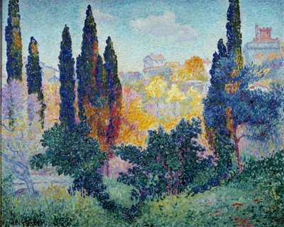 Cypresserna i Cagnes Målning av Henri Cross Delacroix (Henri Edmond Cross) (1856-1910) 1908 Sön. 0,81x1 m Paris, Musee d