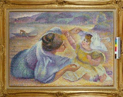 Mamma leker med sitt barn, ca 1897 av Henri-Edmond Cross