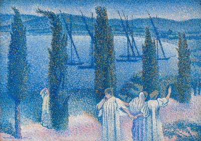Nocturne med cypresser Nocturne aux cyprès, 1896. av Henri Edmond Cross