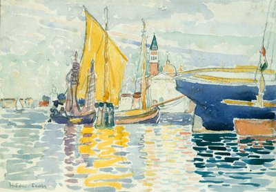 Venedig-The Giudecca, 1903 (wc, grafit och kol på tungt, vitt vävt papper) av Henri-Edmond Cross
