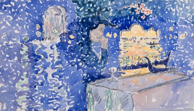 Venedig: Återlösarens natt, 1903 (wc över penna på vitt vävt papper) av Henri-Edmond Cross