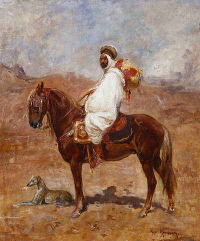 En arab på en häst i ett ökenlandskap av Henri Emilien Rousseau