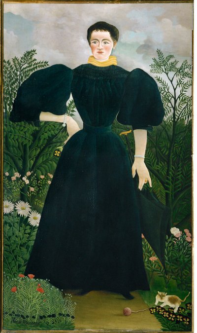 Portrait de Mme M. (olja på duk) av Henri Emilien Rousseau