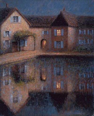 House by the Water (olja på duk) av Henri Eugene Augustin Le Sidaner