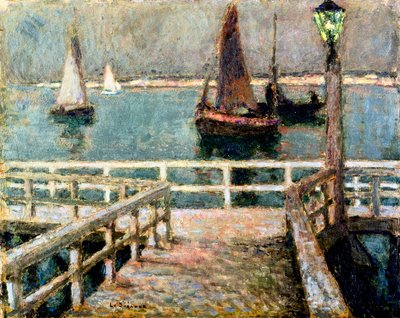 La jetee. Peinture de Henri Eugene Le Sidaner (Henri-Eugene Le Sidaner av Henri Eugene Augustin Le Sidaner