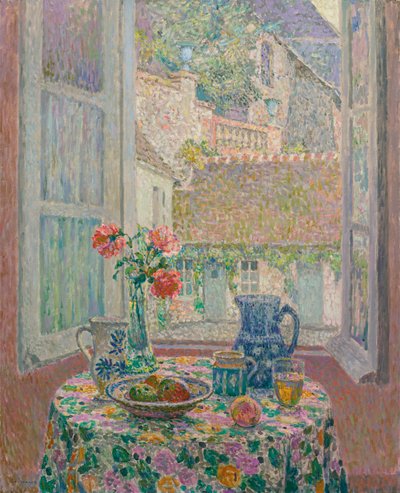 Bord med utsikt över innergården - Målning av Henri Le Sidaner (1862-1939) av Henri Eugene Augustin Le Sidaner