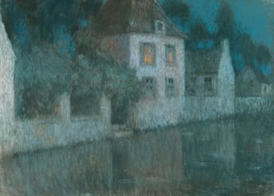 Kanalen till Nemours; Le Canal a Nemours av Henri Eugene Augustin Le Sidaner