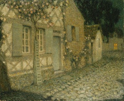 Trädgårdsmästarens hus i månskenet, Gerberoy; Moonlight Gardener