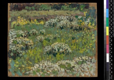 The Pond Garden, Hampton Court (olja på trä) av Henri Eugene Augustin Le Sidaner