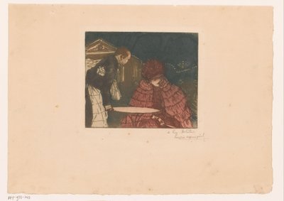 Kvinna på en terrass med servitör av Henri Evenepoel (signed by artist)