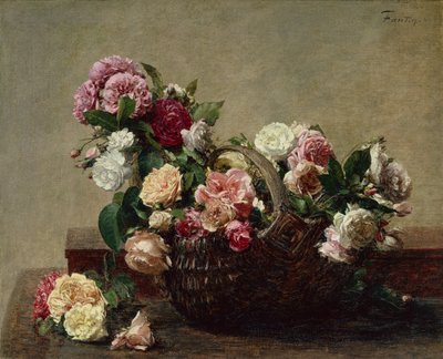 Korg med rosor av Ignace Henri Jean Fantin Latour