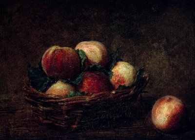 Stilleben med persikor. Målning av Henri Fantin-Latour (Fantin Latour av Henri Fantin-Latour