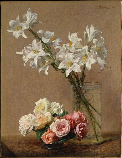 Rosor och liljor av Henri Fantin-Latour