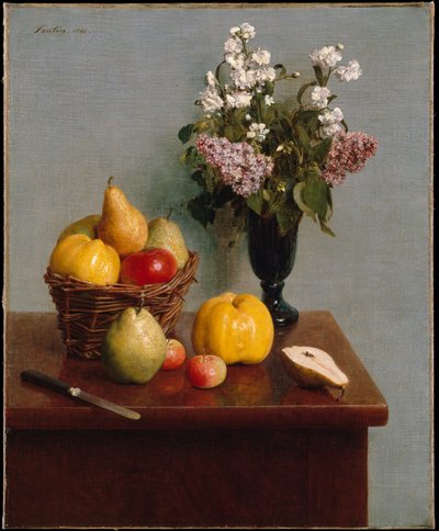 Stilleben med blommor och frukt av Henri Fantin-Latour