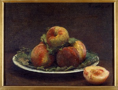 En tallrik med peches Målning av Henri Fantin Latour (Fantin-Latour av Ignace Henri Jean Fantin Latour