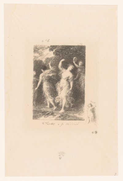 Bacchanter dansar och gör musik Bacchus Dikter av André Chénier (serietitel) Illustrations pour les Poésies d