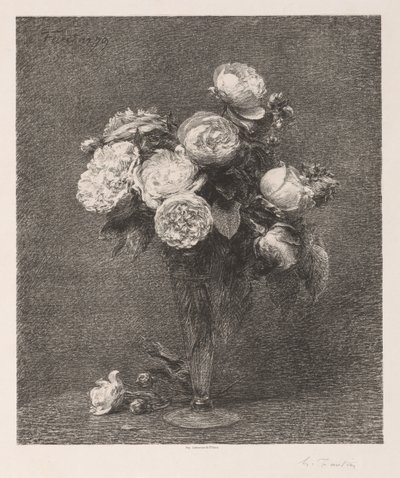 Bukett av rosor av Ignace Henri Jean Fantin-Latour