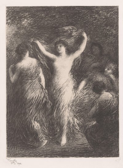 Dansar och tittar på kvinnor danser av Ignace Henri Jean Fantin Latour