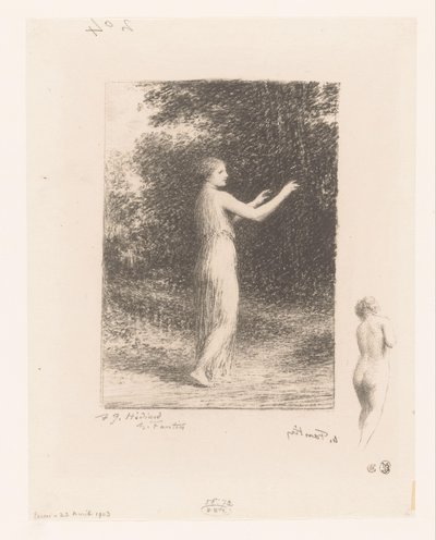 Maagd van Lycus vandra i naturen Tiggaren Gedichten van André Chénier (serietitel) Illustrationer till André Chéniers dikter (serietitel) av Ignace Henri Jean Fantin Latour
