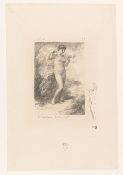 Néere met wapperende sluier Neere Gedichten van André Chénier (serietitel) Illustrationer till André Chéniers dikter (serietitel) av Ignace Henri Jean Fantin-Latour